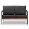 Baxton Studio Venza Walnut Wood Black Faux Leather 2-Seater Loveseat 140-7553 - alternate 5